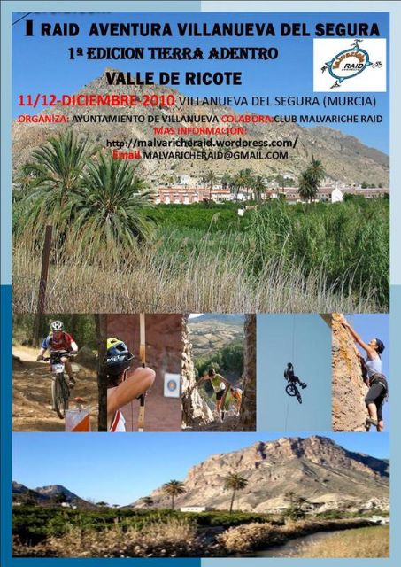El I RAID de Aventura se celebrará en Villanueva del Río Segura el sábado 11 y domingo 12 de diciembre